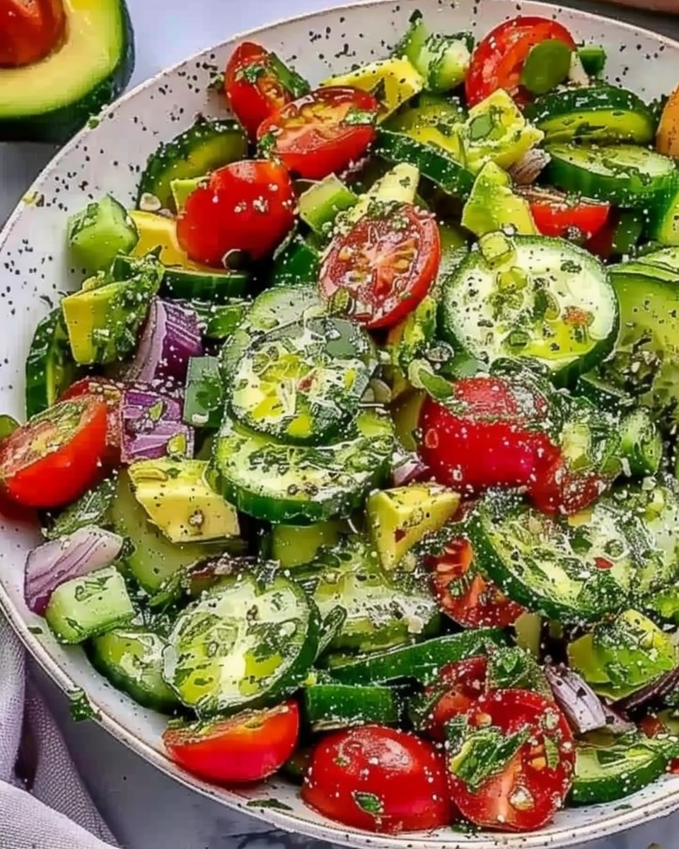 avocado salat mit tomaten und gurke