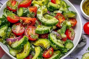 avocado salat mit tomaten und gurke