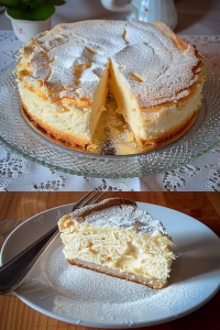 Quark Schneekuchen mit Vanillepudding