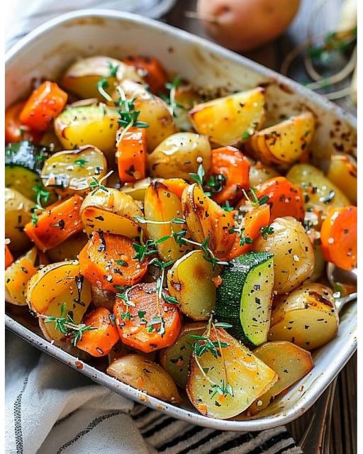 Gebratene Zucchini, Kartoffeln und Karotten: Einfach lecker