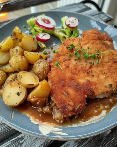 Schnitzel mit Rosenkohl 