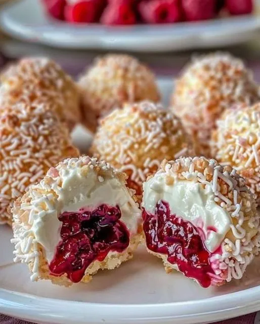 Suchtfaktor garantiert: Die sind affengeil – Himbeer-Frischkäse-Kugeln!