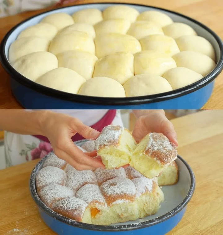 Hausgemachte Buchteln mit Kartoffeln und süßen Füllungen
