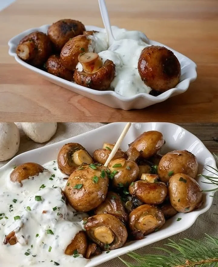 Zubereitung von Champignons wie vom Jahrmarkt mit Gewürzen und Ölen