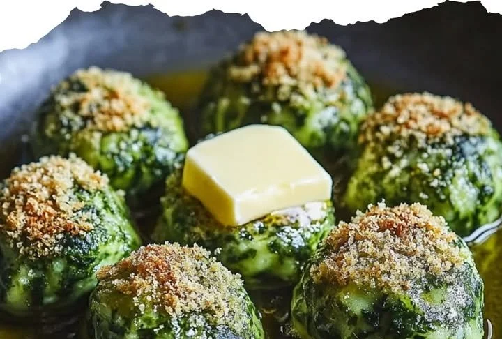 Südtiroler Spinatknödel mit zart schmelzender Butter und frisch geriebenem Parmesan