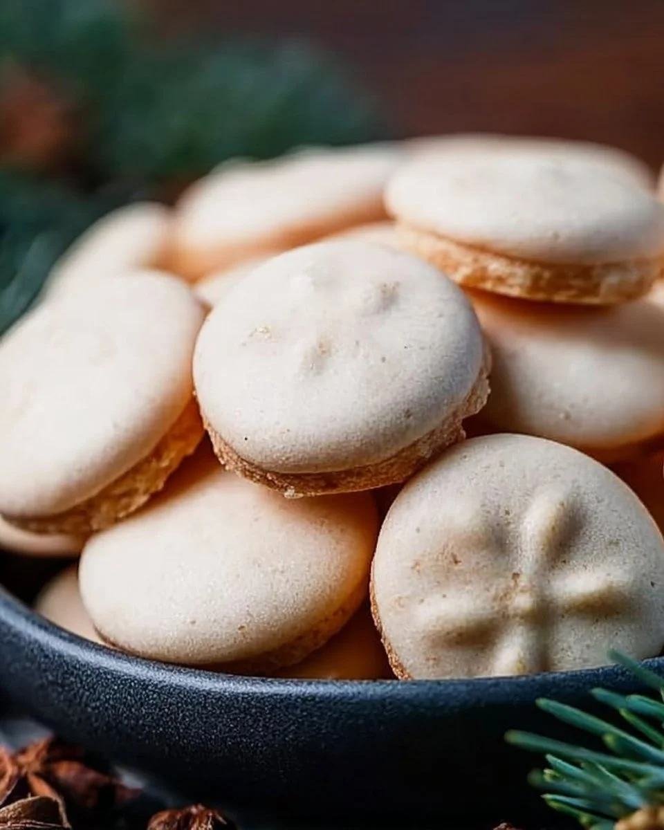 Zarte Anisplätzchen mit feinem Anisaroma auf einem festlich dekorierten Teller