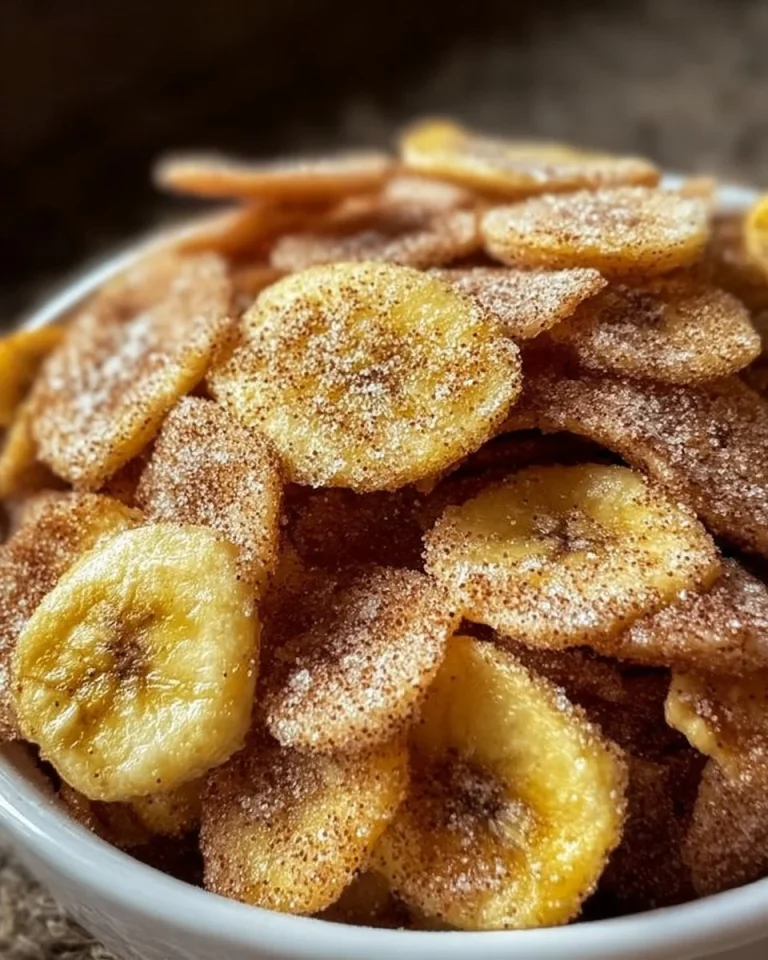 Hausgemachte Bananenchips mit Zimt und Zucker auf einem Holzbrett