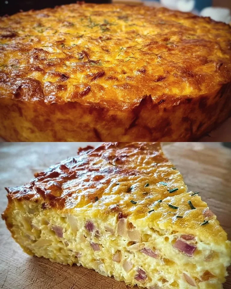 Schneller Zwiebelkuchen ohne Teig, fertig in 10 Minuten.