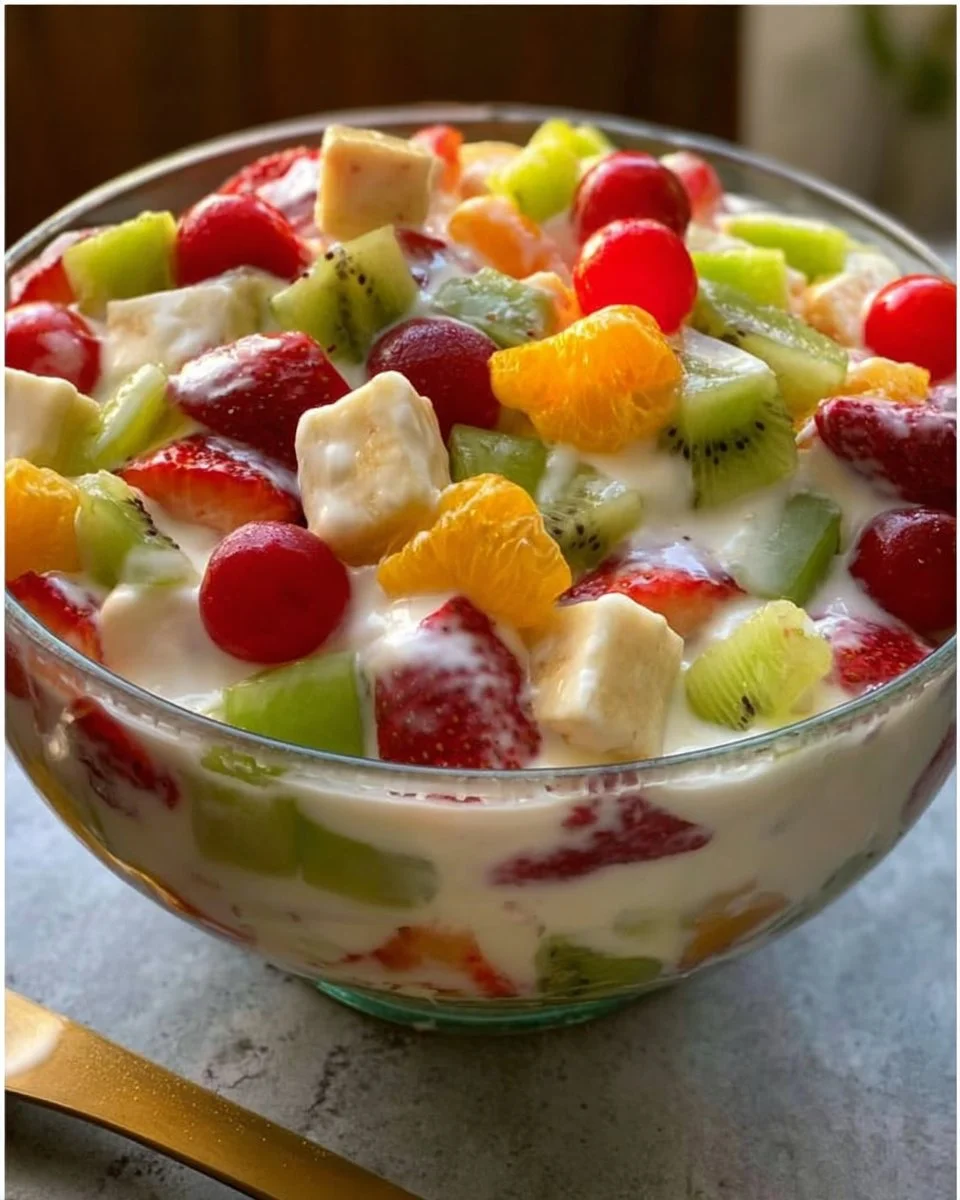 Bunter Fruchtsalat mit Joghurt, eine gesunde und leckere Süßspeise