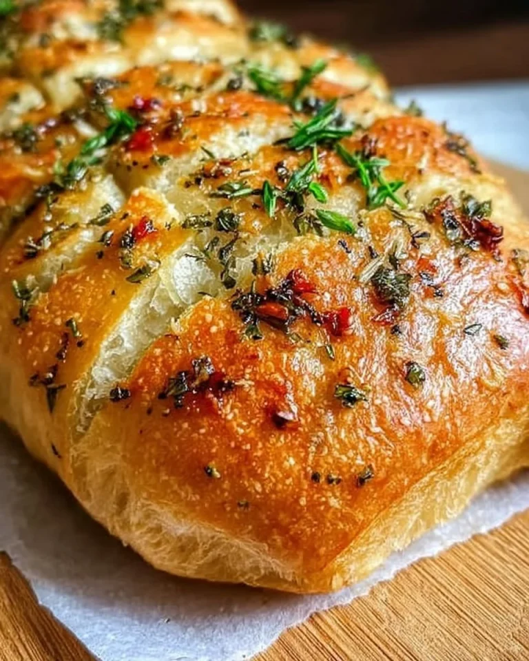 Faules Knoblauchbrot mit frischem Knoblauch und Kräutern auf dem Tisch