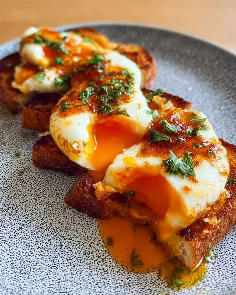 Hausgemachtes Eierbrot auf einem Teller serviert