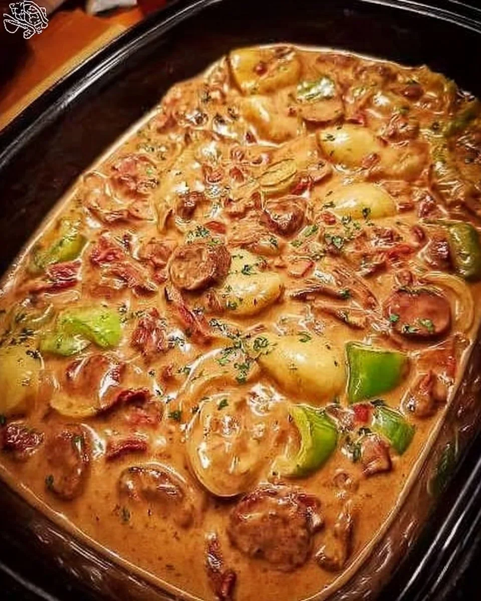 Leckeres Jagertopf Gericht mit Fleisch und Gemüse