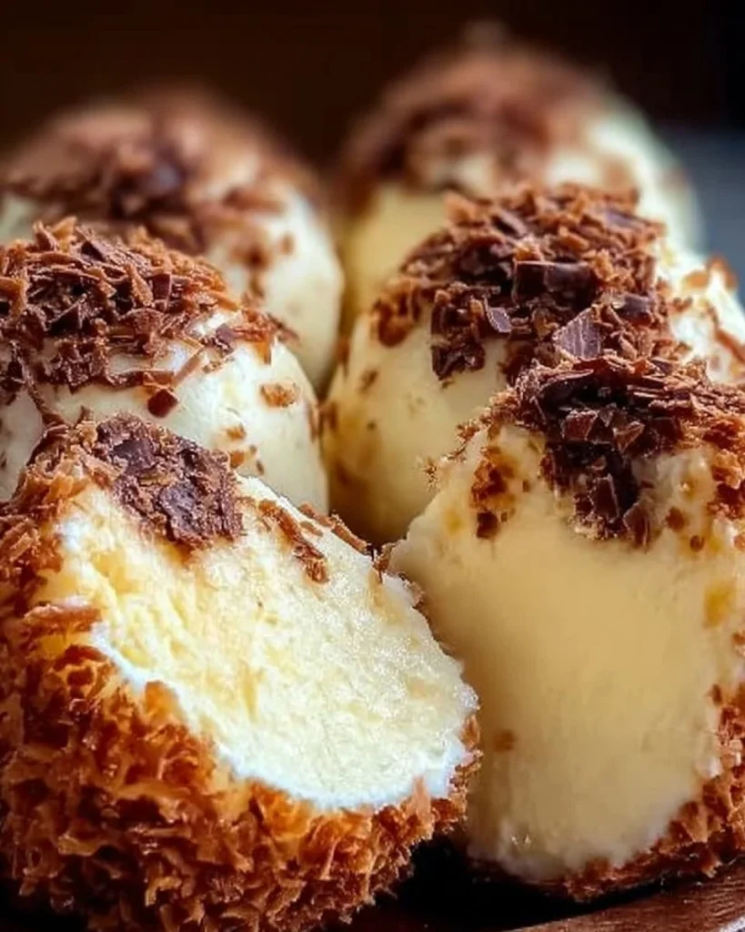 Käsekuchen-Kugeln auf einem Teller mit Dekoration