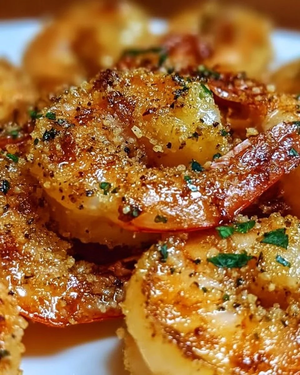 Knoblauch-Parmesan-Garnelen aus der Heißluftfritteuse, knusprig und köstlich.