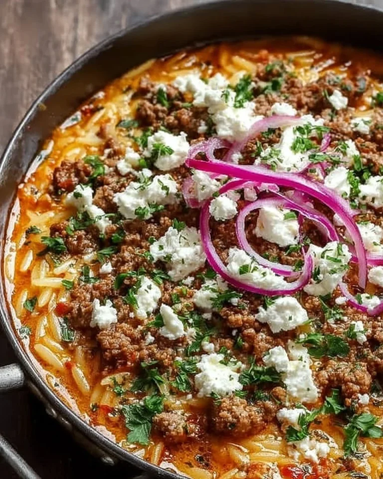 Kritharaki-Hackfleischpfanne mit Feta - ein leckeres Rezept