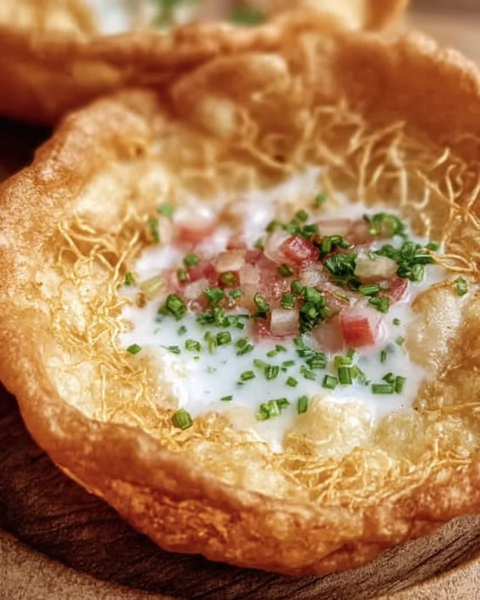 Langos de la freidora de aire crujientes y dorados