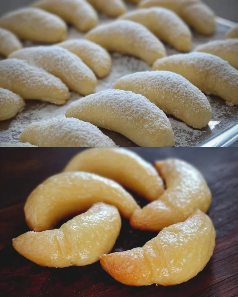 Leckerste Vanille-Hörnchen frisch gebacken auf einem Teller