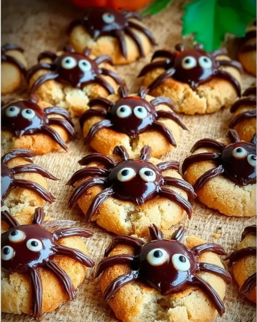 Lustige Spinnen-Kekse in verschiedenen Farben für Halloween-Party