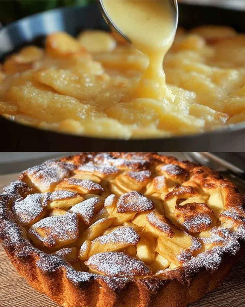 Omas Apfelkuchen für faule Tage auf einem Tisch serviert