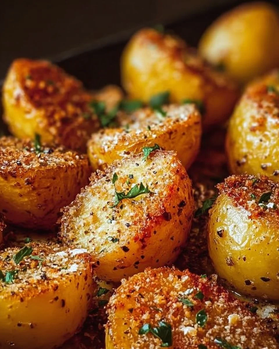 Ofenfrische Parmesan-Kartoffeln mit goldener Kruste und delikatem Geschmack