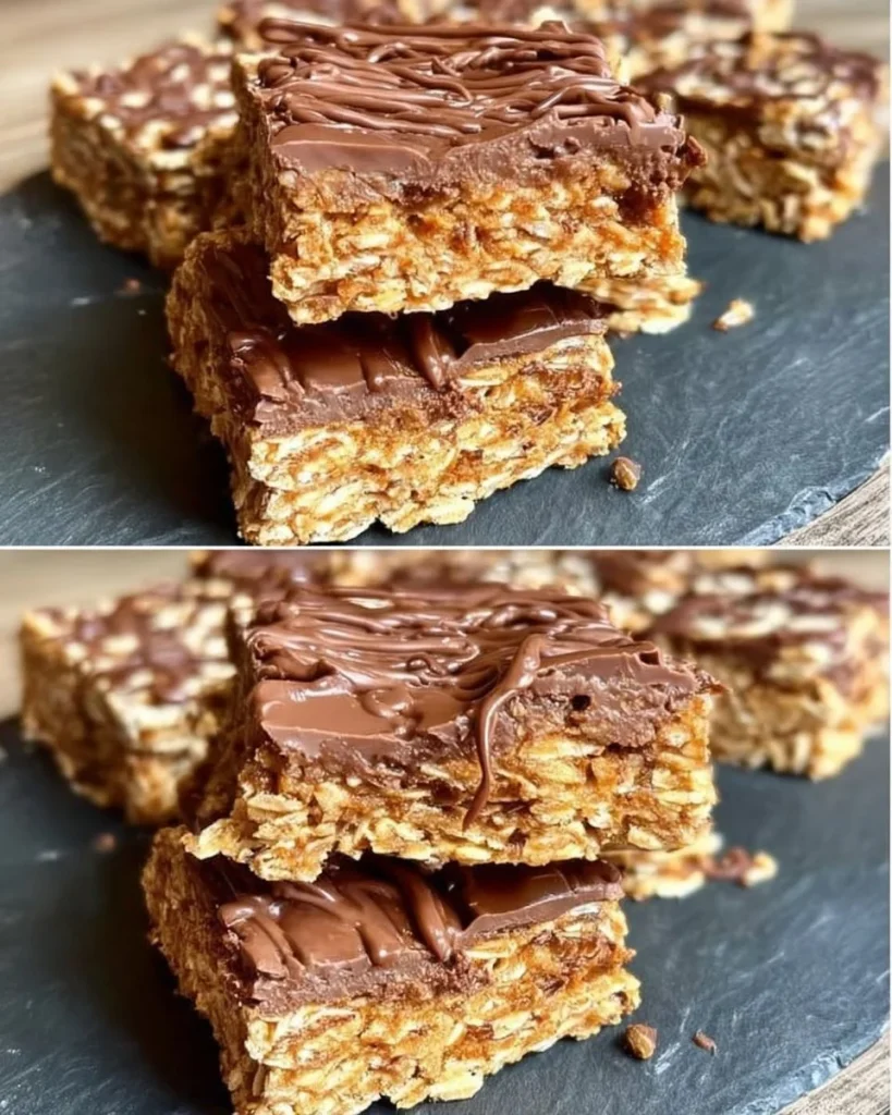 Leckere Schokoladen-Haferriegel mit Hafer und Schokolade