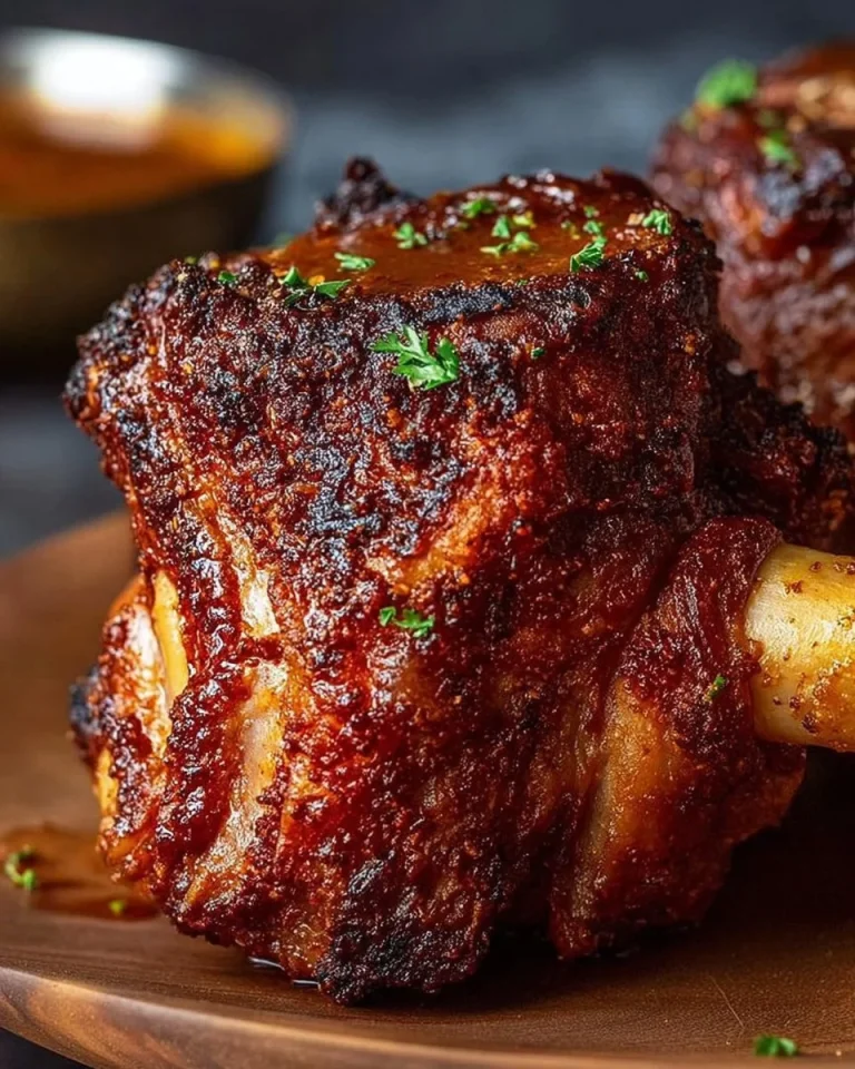 Schweinshaxe mit Bier-Soße auf einem Teller serviert