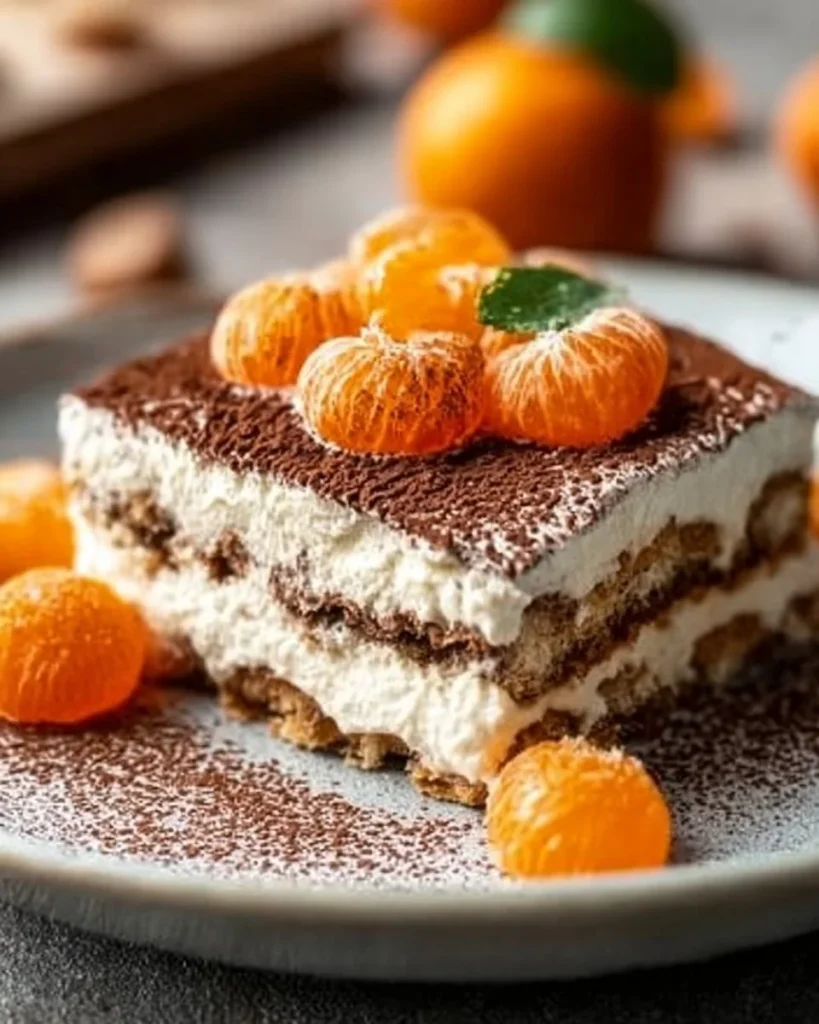 Spekulatius-Tiramisu mit Mandarinen in einer eleganten Dessertschale
