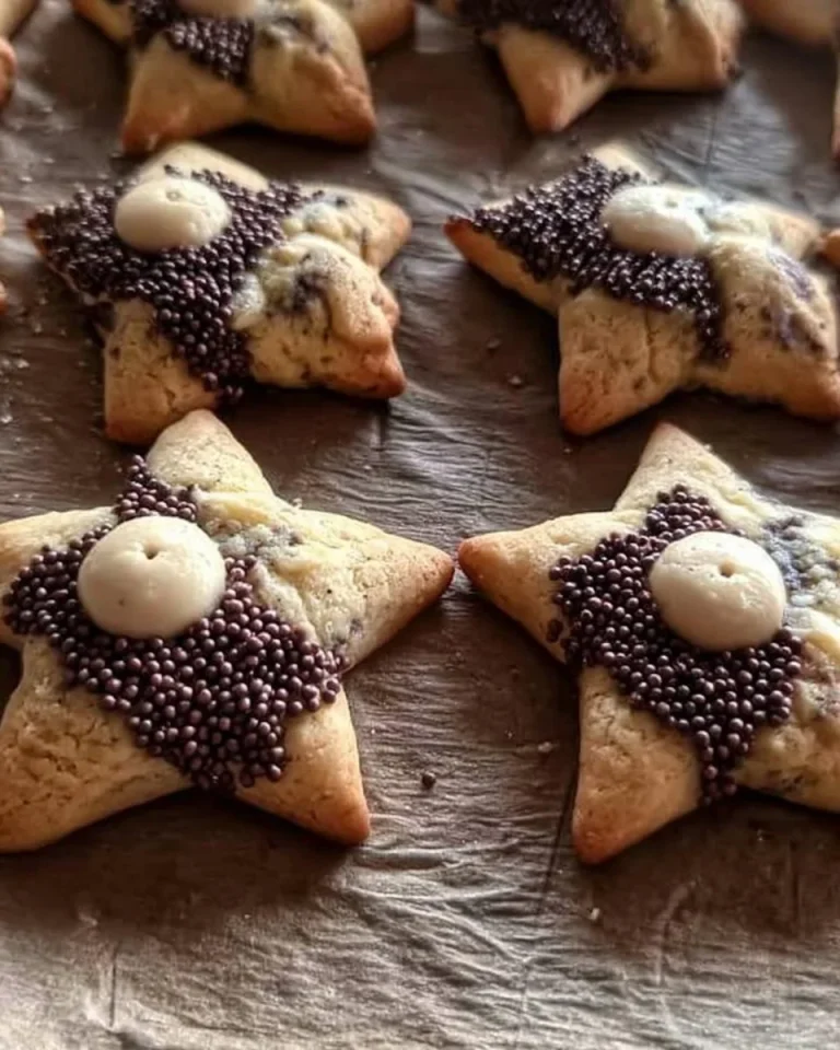 Leckere Sternenkekse auf einem Teller dekoriert für die Feiertage