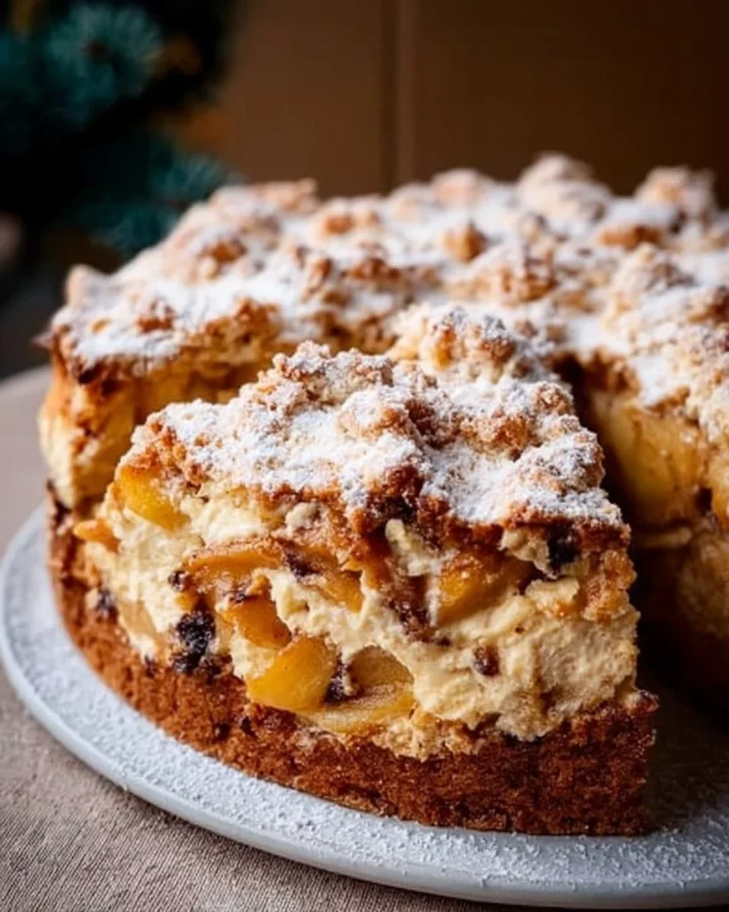 Tarta de manzana al horno decorada, ideal para la Navidad