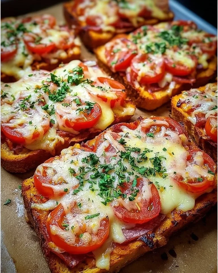 Leckere Überbackene Pizza-Toasts, einfach zuzubereiten und ideal für Snacks.
