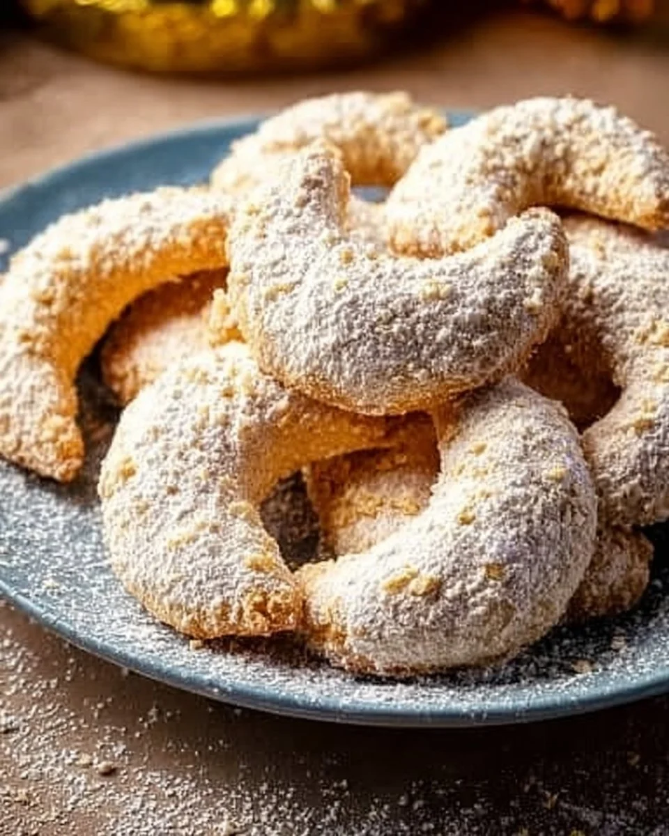 Leckere Vanillekipferl auf einem dekorativen Teller