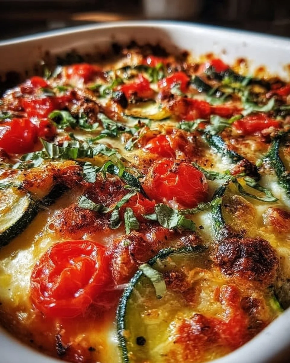 Zucchini-Tomaten-Auflauf mit Knoblauch und Basilikum