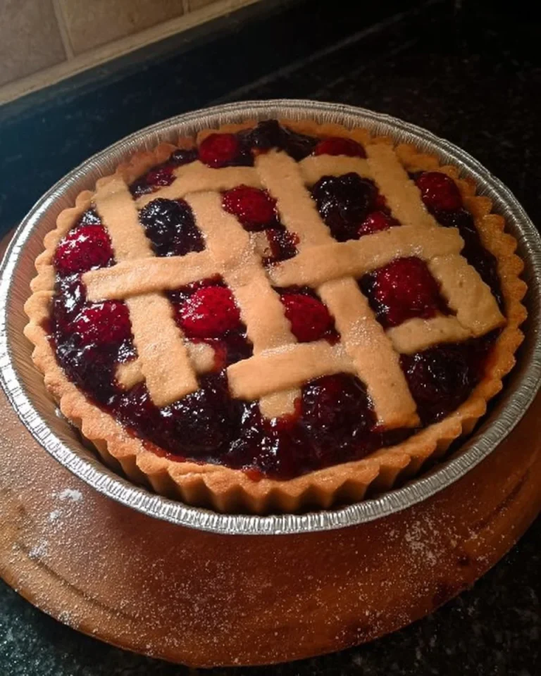 Frischer Beerenkuchen mit einer bunten Auswahl an Beeren auf einem Teller