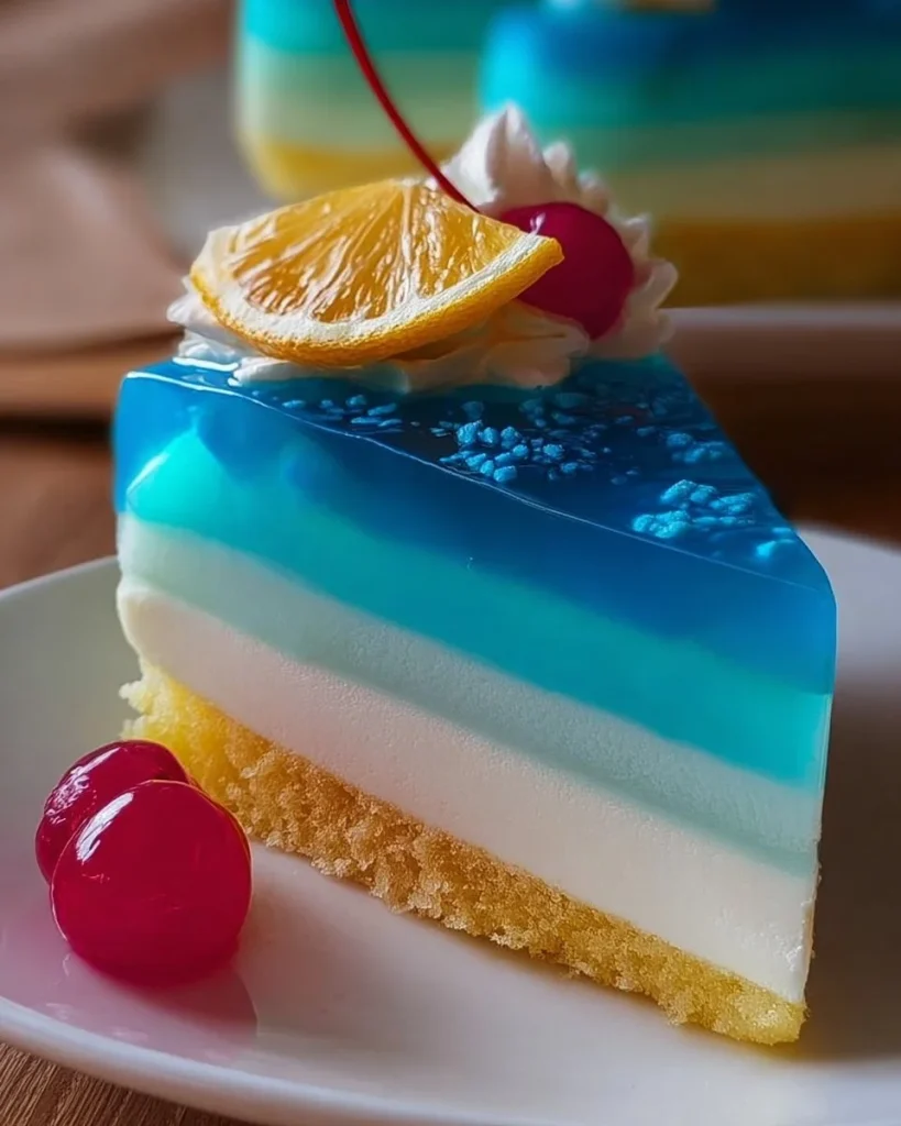 Torte Blue Hawaii mit tropischen Früchten und Sahne-Topping
