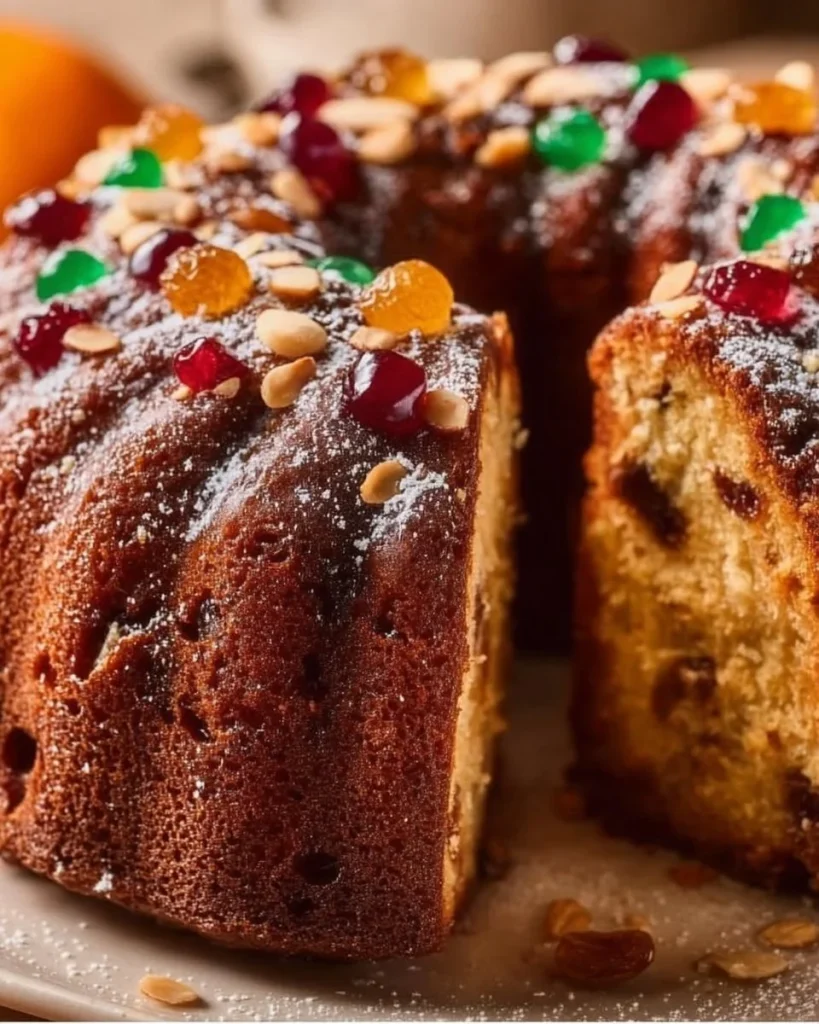 Weihnachtlicher Ciambellone mit festlichen Dekorationen