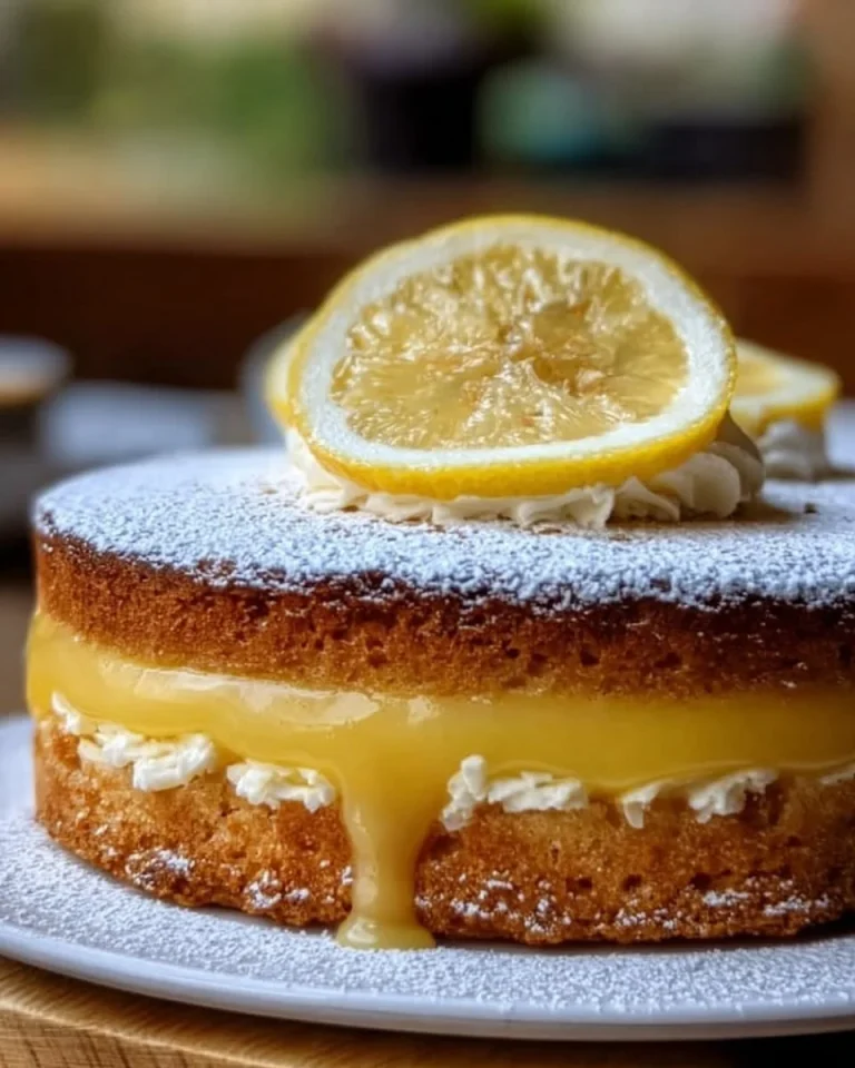 Ein saftiger Zitronenkuchen, perfekt gebacken und verziert mit Zuckerguss.