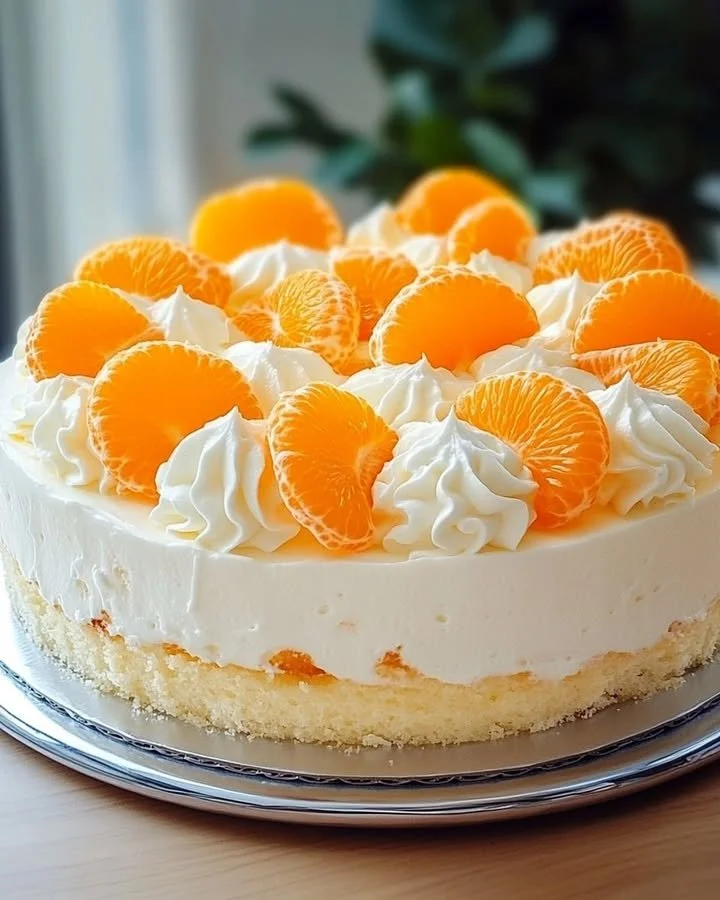 Fantakuchen mit Mandarinen und Vanillecreme, köstliches Dessert-Rezept