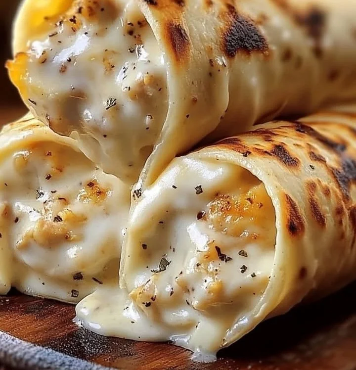 Käse-Knoblauch-Hähnchen-Wraps mit frischen Zutaten