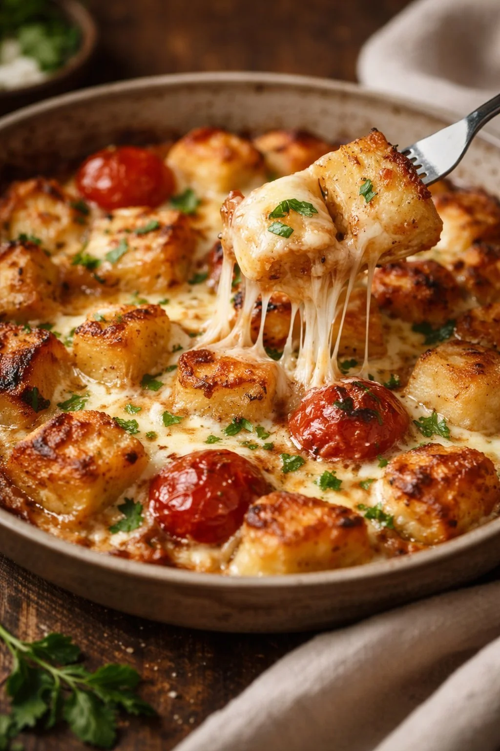 Ofen-Auberginen mit schmelzendem Mozzarella überbacken