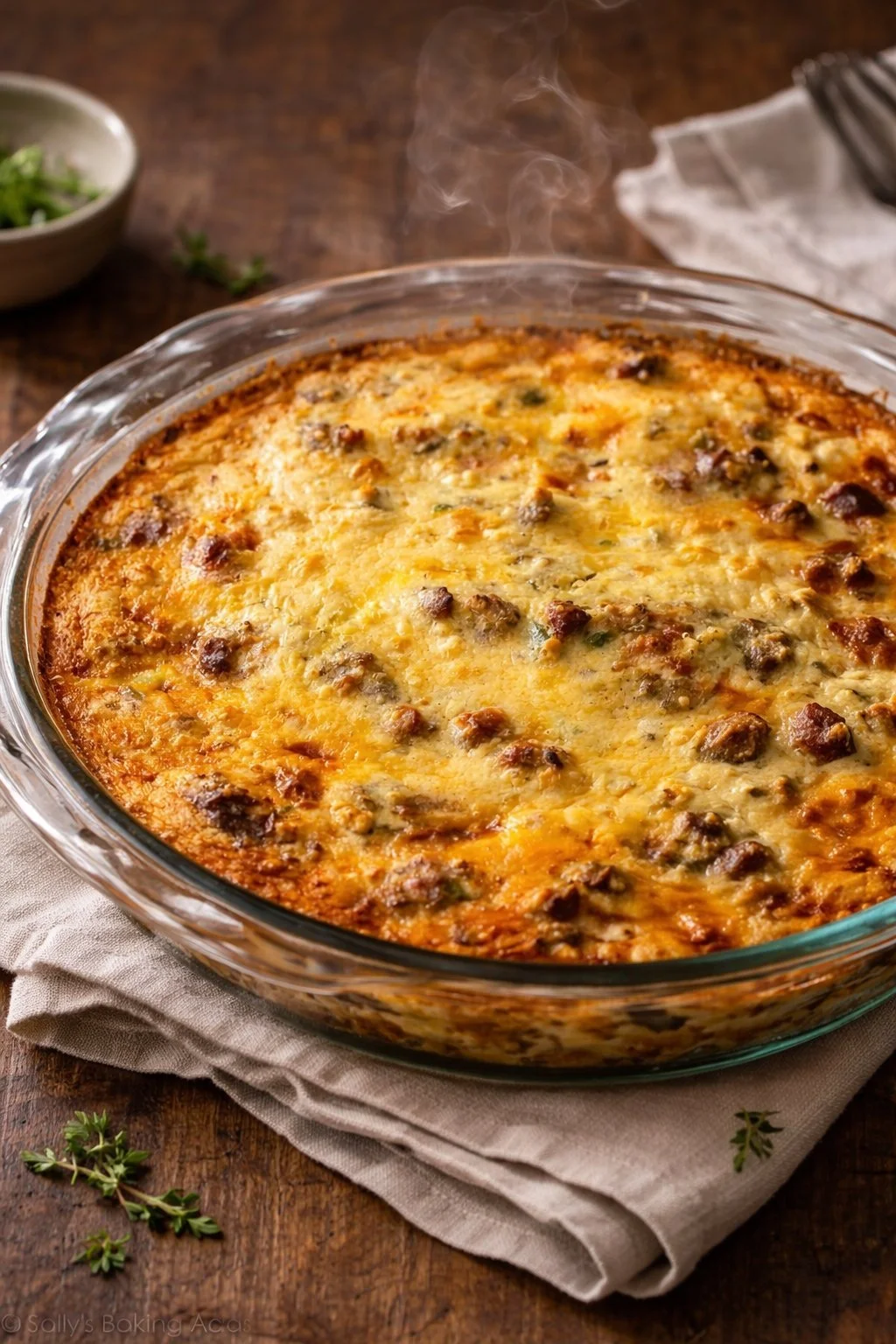 Cremige Pasta mit Speck in einer Schüssel serviert, garnished mit Parmesan
