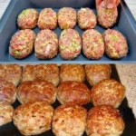 Frikadellen aus dem Ofen, fettarm und lecker angerichtet auf einem Teller.