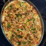 Leckerer Gyros-Spätzle Auflauf mit würzigem Fleisch und zarten Spätzle