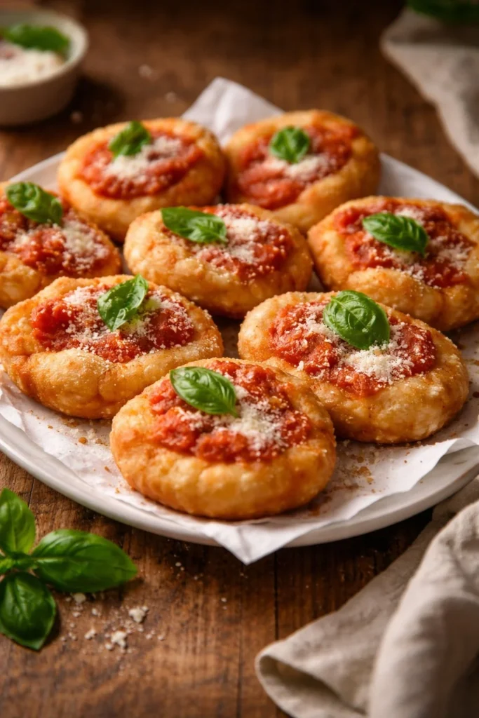 Hausgemachte frittierte Pizzette auf einem Teller serviert