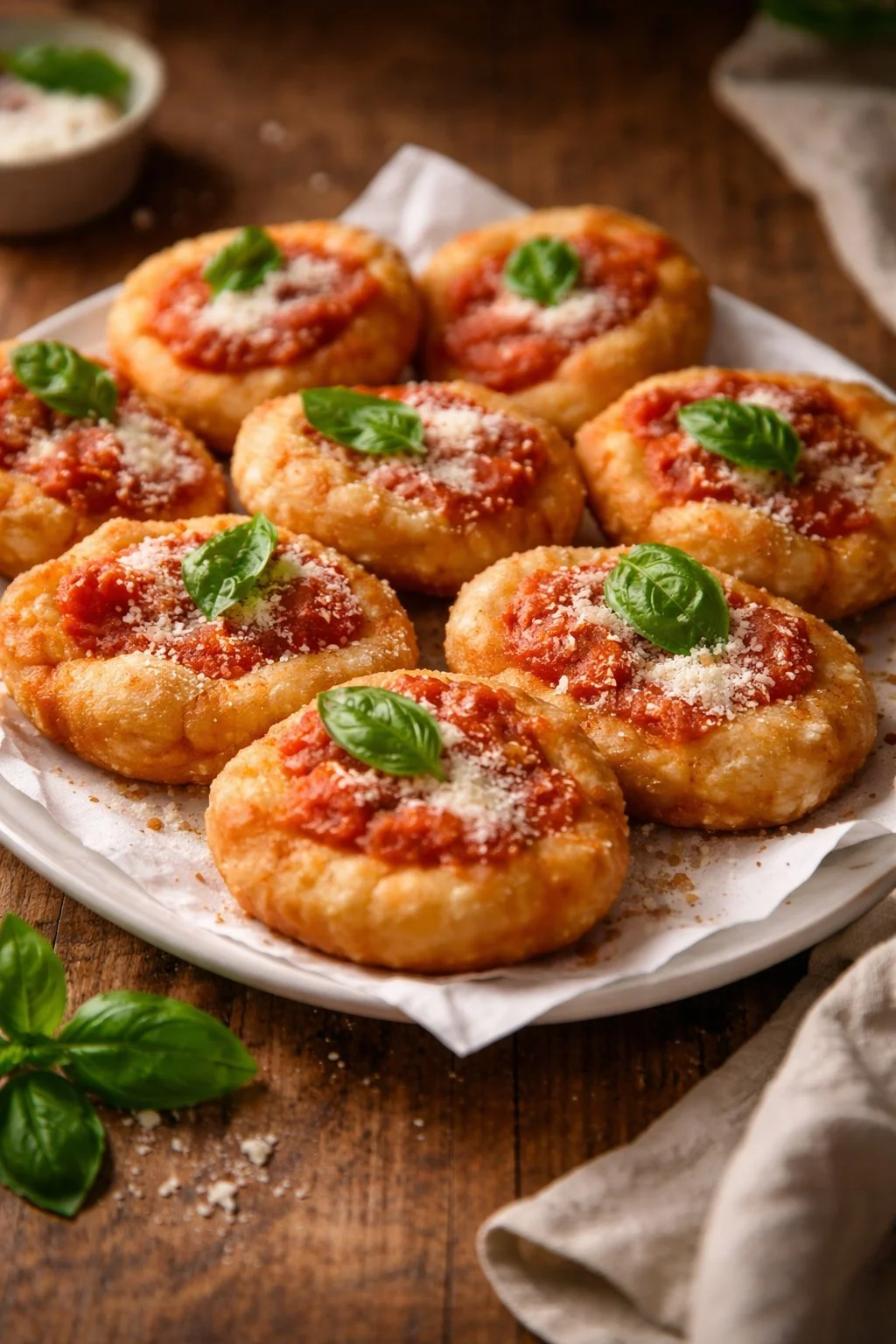 Hausgemachte frittierte Pizzette auf einem Teller serviert