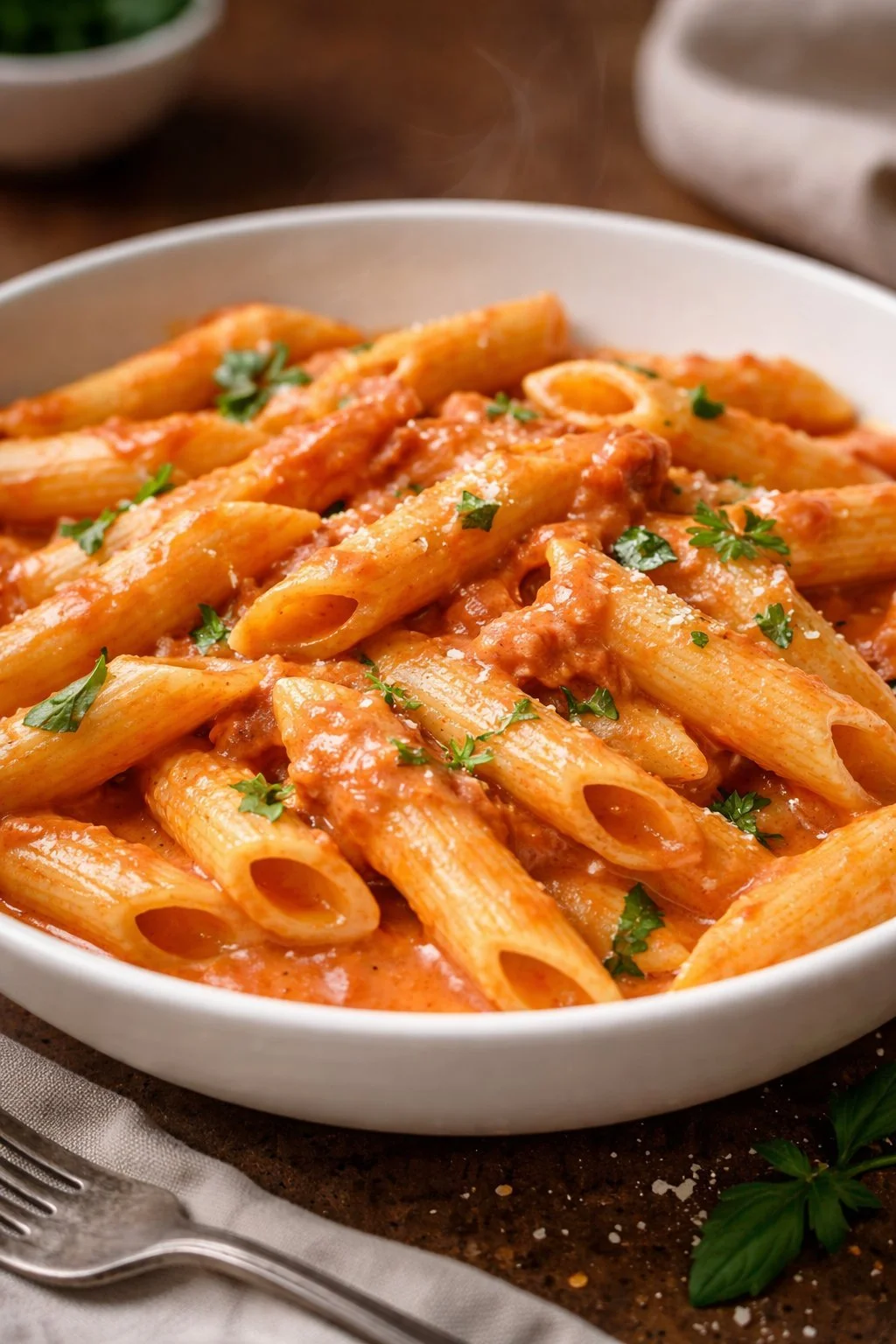 Hausgemachte Pasta al Baffo mit cremiger Sauce und frischen Zutaten