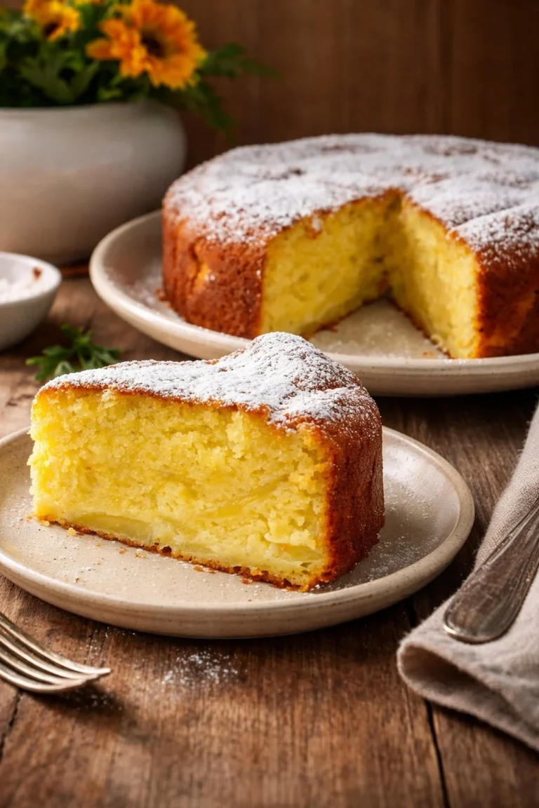 Joghurt-Apfelkuchen mit frischen Äpfeln und Joghurt besprenkelt