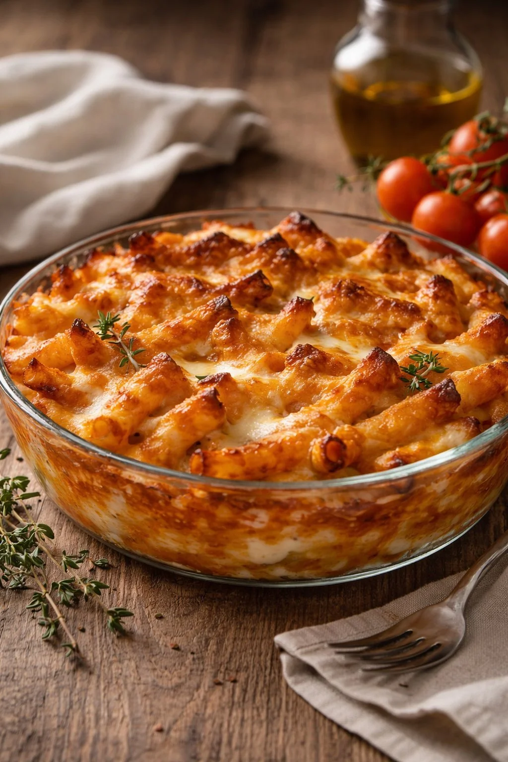 Leckerer Nudelauflauf mit Käse und Gemüse aus dem Ofen