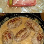 Schwarzwälder Hackrouladen auf einem Teller mit Beilagen