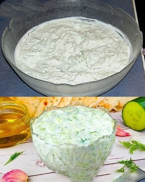 Hausgemachtes Tzatziki mit Joghurt, Gurken und Kräutern